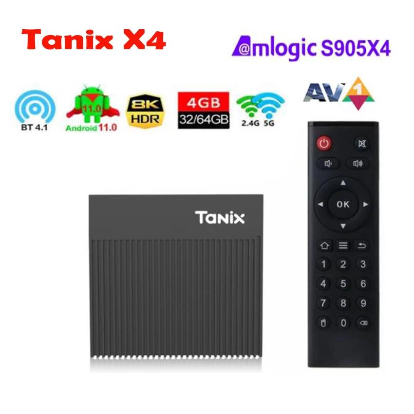   BT Ʃ HD Ʈ ̵ ÷̾, Tanix X4 TV ڽ, ȵ̵ 11.0, Amlogic S905X4, 4G, 32G, 64G, 2.4G, 5G, 8K, 5 